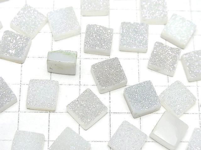 Druzy-Achat Quadrat Cabochon 10x10mm AB-beschichtet 2 Stück