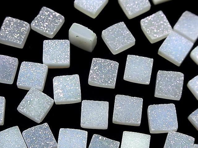 Druzy-Achat Quadrat Cabochon 10x10mm AB-beschichtet 2 Stück
