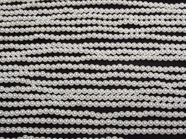 Muschelperle Weiße Rund 3mm 1Strang Perlen (ca. 15 Zoll/38 cm)