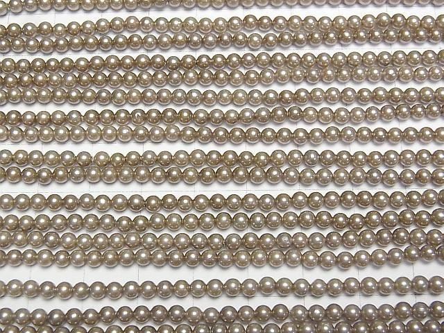 Muschelperle Gold Rund 3mm 1Strang Perlen (ca. 15 Zoll/38 cm)