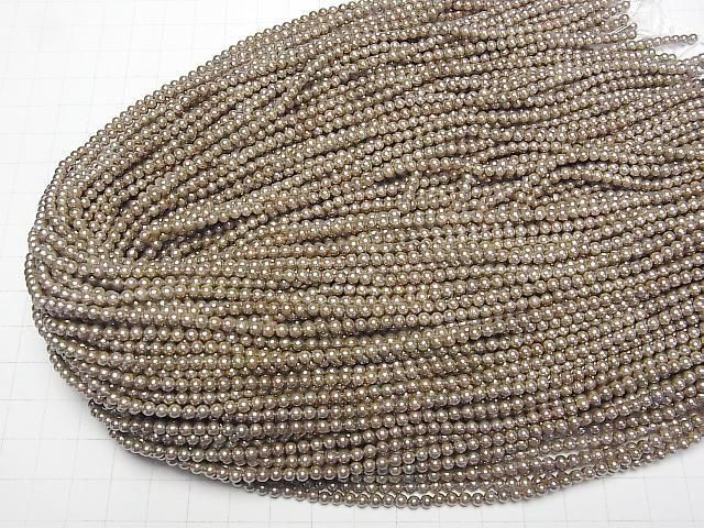 Muschelperle Gold Rund 3mm 1Strang Perlen (ca. 15 Zoll/38 cm)