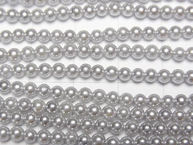 Muschelperle Silber Rund 3mm 1Strang Perlen (ca. 15 Zoll/38 cm)