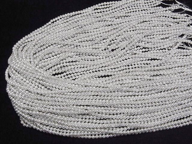 Muschelperle Silber Rund 3mm 1Strang Perlen (ca. 15 Zoll/38 cm)
