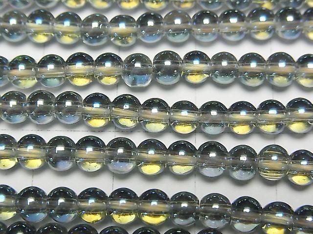 Blau Grüner Flash Kristall (geschmolzener Quarz) Rund 4mm 1strang Perlen (ca. 15 Zoll/36 cm)