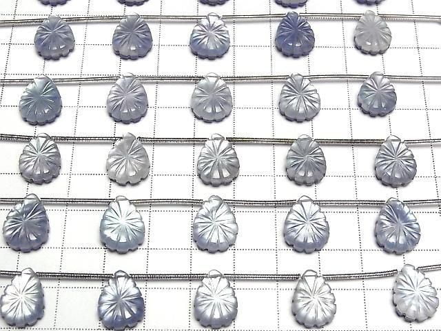 Lapislazuli x Weiße Muschel x Kristall AAA- Birnenform Schnitzerei 1 Strang (5 Stück)