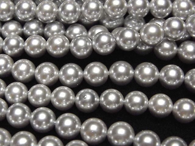Muschelperle Silber Rund 7mm 1Strang Perlen (ca. 15 Zoll/38 cm)