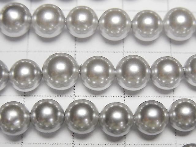 Muschelperle Silber Rund 7mm 1Strang Perlen (ca. 15 Zoll/38 cm)