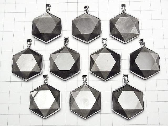 Silberobsidian AAA- Hexagramm Anhänger 32x29mm Silber925 1 Stück