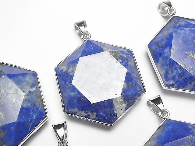 Lapislazuli AA Hexagramm Anhänger 32x29mm Silber925 1 Stück