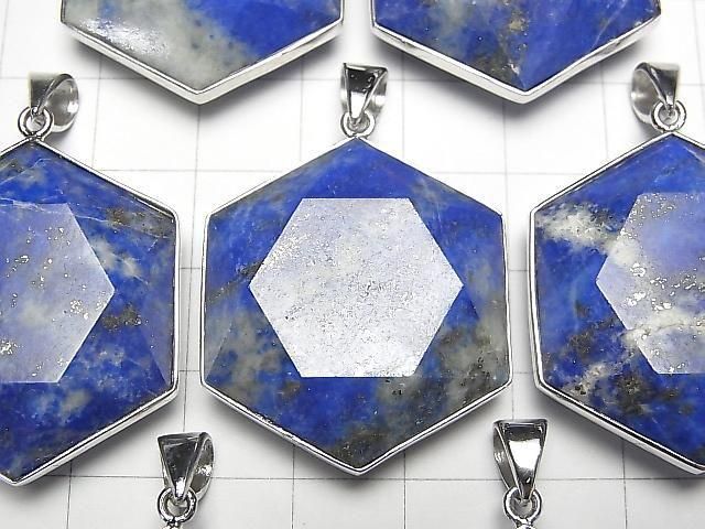 Lapislazuli AA Hexagramm Anhänger 32x29mm Silber925 1 Stück