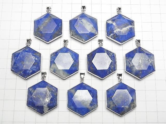 Lapislazuli AA Hexagramm Anhänger 32x29mm Silber925 1 Stück