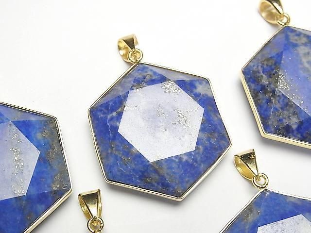 Lapislazuli AA Hexagramm Anhänger 32x29mm 18KGP 1 Stück