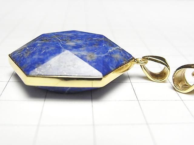 Lapislazuli AA Hexagramm Anhänger 32x29mm 18KGP 1 Stück
