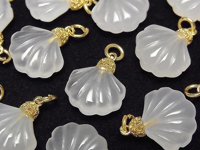 Weißer Chalcedon Muschel Charm 15x14mm 1 Stück