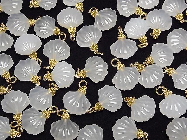 Weißer Chalcedon Muschel Charm 15x14mm 1 Stück