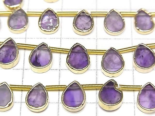 Amethyst Fassung Tropfenform halbe oder 1 Strang Perlen (ca. 6 Zoll/16 cm)