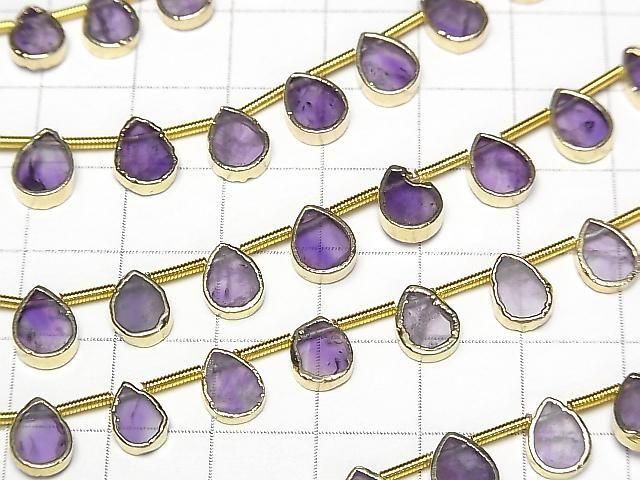 Amethyst Fassung Tropfenform halbe oder 1 Strang Perlen (ca. 6 Zoll/16 cm)