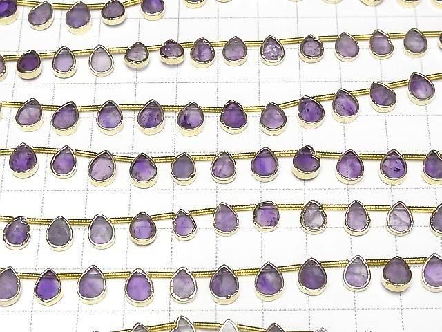 Amethyst Fassung Tropfenform halbe oder 1 Strang Perlen (ca. 6 Zoll/16 cm)