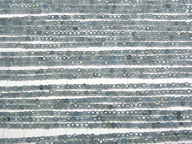 Hohe Qualität! Rauchblauer Turmalin AA+ Würfelform 2x2x2mm Halb oder 1 Strang Perlen (ca. 15 Zoll/38 cm)