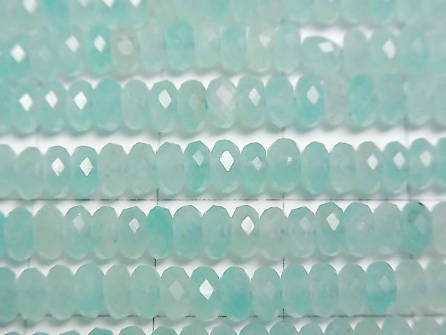 Hochwertige! Amazonit-Silikat AAA- Facettierte Knopf-Rondelle 4x4x2mm 1Strang Perlen (ca. 15 Zoll/37 cm)