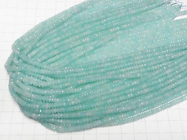 Hochwertige! Amazonit-Silikat AAA- Facettierte Knopf-Rondelle 4x4x2mm 1Strang Perlen (ca. 15 Zoll/37 cm)