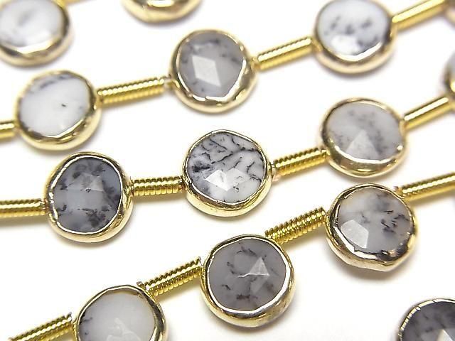 Dendritischer Opal Fassung facettierte Münze halbe oder 1 Strang Perlen (ca. 7 Zoll/18 cm)
