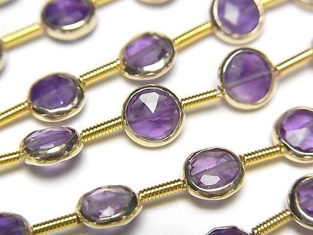 Amethyst Fassung Facettierte Münze halb oder 1Strang Perlen (ca. 7 Zoll/18 cm)