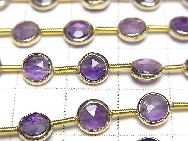 Amethyst Fassung Facettierte Münze halb oder 1Strang Perlen (ca. 7 Zoll/18 cm)