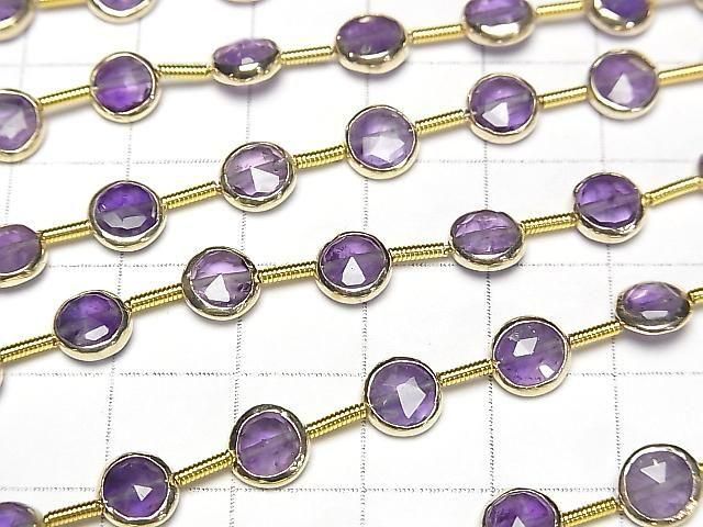 Amethyst Fassung Facettierte Münze halb oder 1Strang Perlen (ca. 7 Zoll/18 cm)