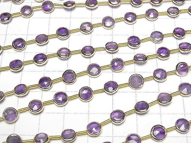 Amethyst Fassung Facettierte Münze halb oder 1Strang Perlen (ca. 7 Zoll/18 cm)