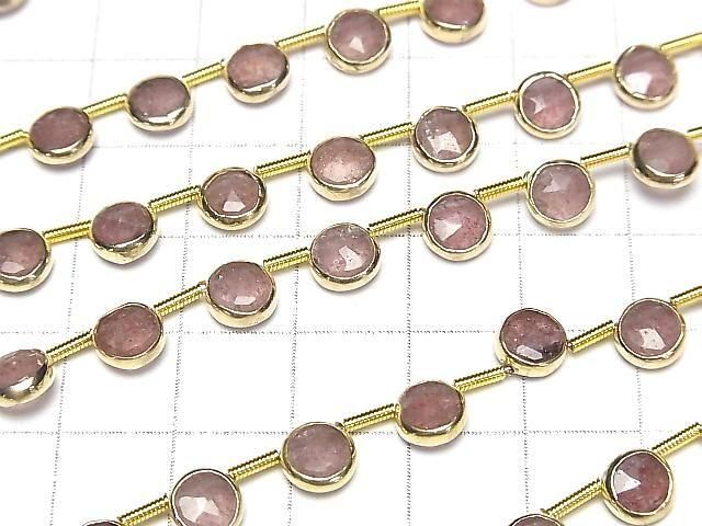Rosa Epidot Fassung Facettierte Münze halb oder 1Strang Perlen (ca. 7 Zoll/18 cm)