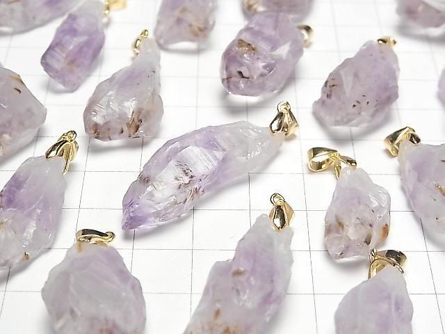 Cacoxenit in Amethyst AA++ Grober Stein Anhänger 18KGP 2Stücke