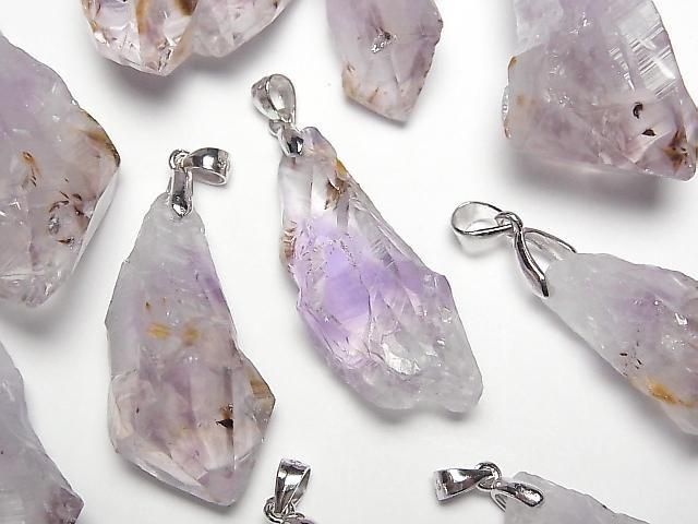 Cacoxenit in Amethyst AA++ Grober Stein Anhänger Silber925 2Stücke