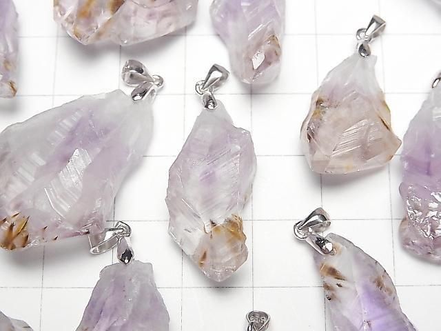 Cacoxenit in Amethyst AA++ Grober Stein Anhänger Silber925 2Stücke