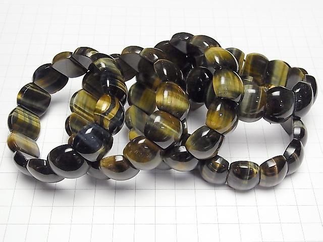 Mix Tigerauge AAA- 2-Löcher Oval 20x16x8.5mm 1strang Perlen (Bangle-Armband)