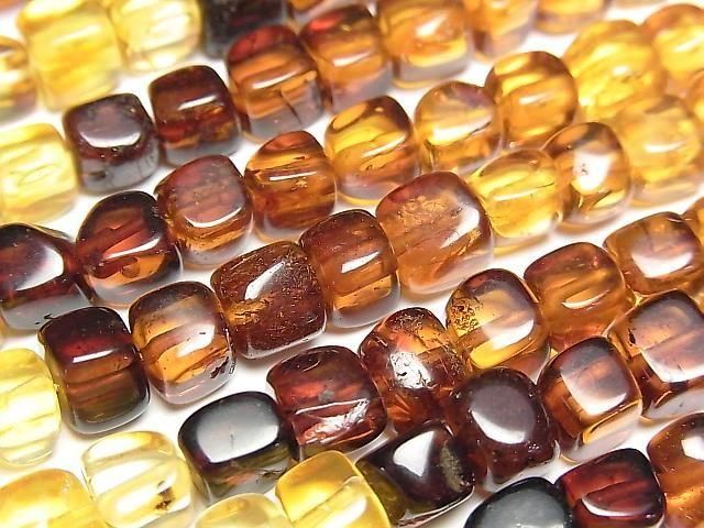 波羅的海琥珀方塊原石形珠串【漸變色】1串珠(約14英吋/34公分)