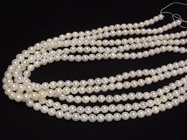 Japanische Akoya-Perle AAA- Halb Rund 6-6,5mm Weiße halbe oder 1Strang Perlen (ca. 15Zoll/38cm)