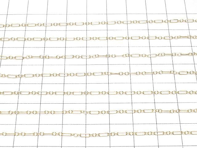 14KGF Figaro (Long and Short) Chain, 4.6 x 1.6 mm, 10 cm