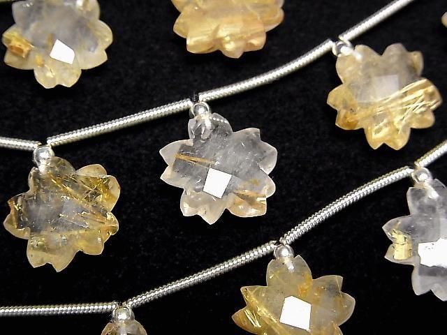 Rutilierter Quarz AA+ Blumenform 1strang Perlen (6 Stück)