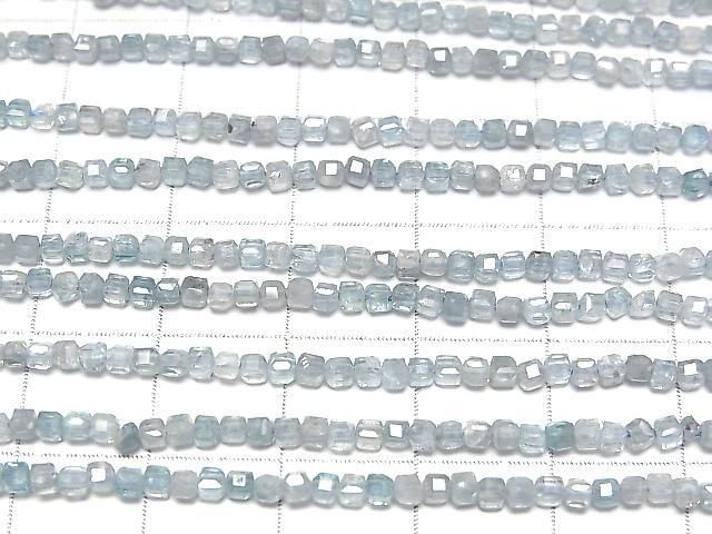 Hochwertig! Natürlicher Blauer Zirkon AA+ Würfelform 2x2x2mm halb oder 1strang Perlen (ca. 15 Zoll/36 cm)