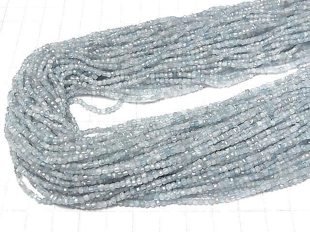 Hochwertig! Natürlicher Blauer Zirkon AA+ Würfelform 2x2x2mm halb oder 1strang Perlen (ca. 15 Zoll/36 cm)