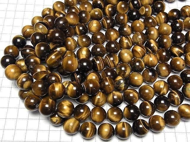 Gelber Tigerauge AA+ Rund 15mm halb oder 1 Strang Perlen (ca. 15 Zoll/36cm)
