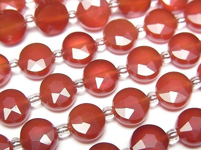 Hochwertig! Rote Achat AAA- facettierte Münze 8x8mm 1 Strang Perlen (ca. 14 Zoll/34cm)