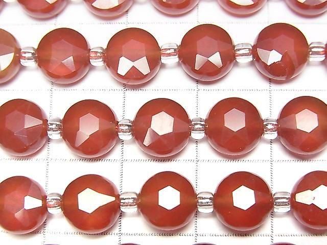 Hochwertig! Rote Achat AAA- facettierte Münze 8x8mm 1 Strang Perlen (ca. 14 Zoll/34cm)