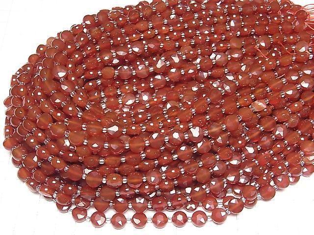 Hochwertig! Rote Achat AAA- facettierte Münze 8x8mm 1 Strang Perlen (ca. 14 Zoll/34cm)