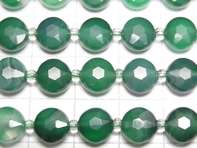 Hochwertig! Grüner Streifenachat facettierte Münze 8x8mm 1 Strang Perlen (ca. 14 Zoll/35cm)