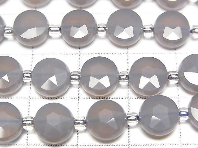 Hochwertig! Grauer Onyx facettierte Münze 8x8mm 1 Strang Perlen (ca. 14 Zoll/35cm)
