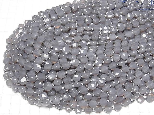 Hochwertig! Grauer Onyx facettierte Münze 8x8mm 1 Strang Perlen (ca. 14 Zoll/35cm)