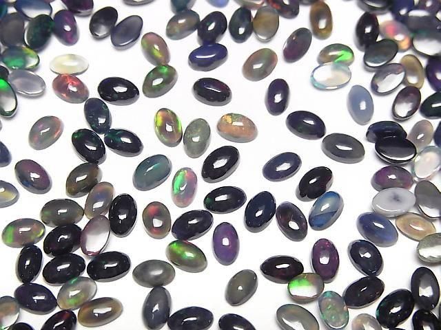 High Quality Black Opal AA++ Oval Cabochon 5x3mm 10pcs