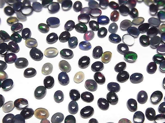 Hochwertig Schwarzer Opal AA++ ovaler Cabochon 4x3mm 20 Stück